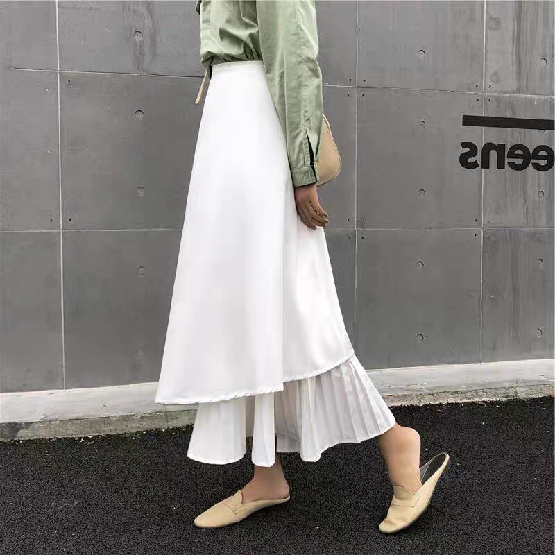 [ Mã FAMAYWA giảm 10K đơn 50K] Chân Váy Lệch Vạt Dập Ly Dáng Dài Hai Màu Siêu Xinh | BigBuy360 - bigbuy360.vn