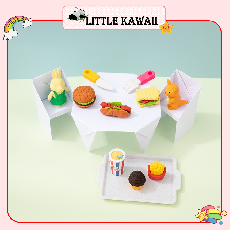 Set 6 cục gôm/ tẩy bút chì chủ đề thức ăn nhanh sáng tạo dễ thương