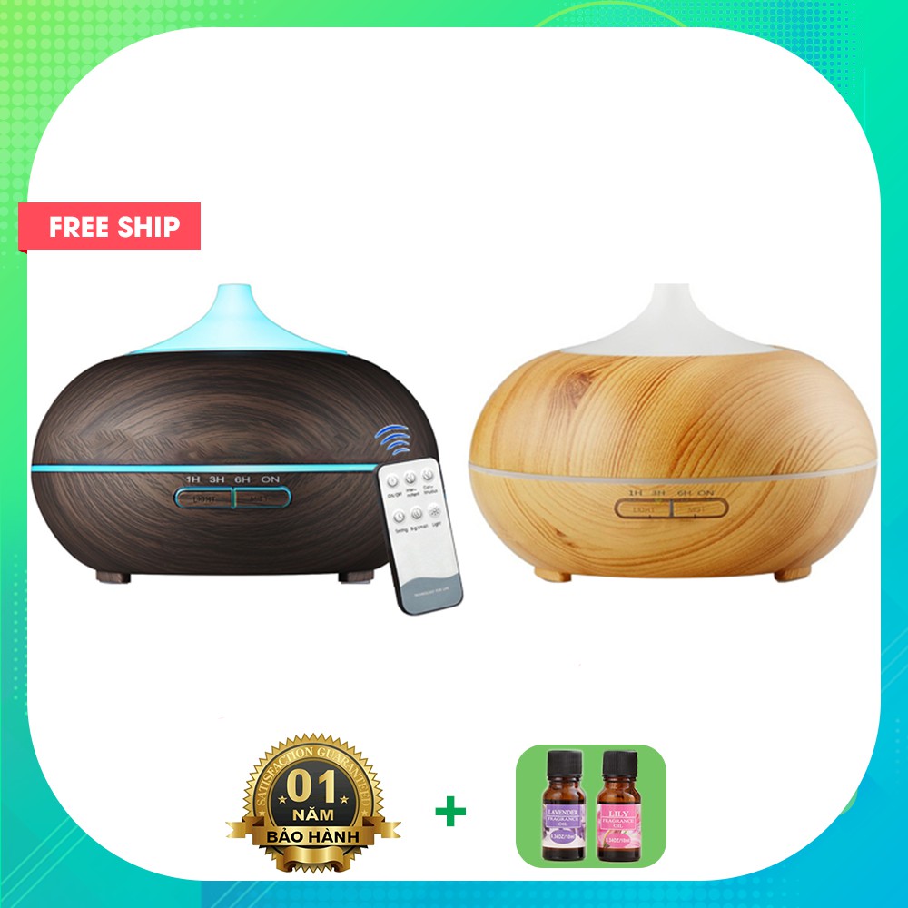 Máy khuếch Tán Tinh Dầu Phun bằng Sóng Siêu Âm 550ml - Có REMOTE - [TẶNG KÈM 1 LỌ TINH DẦU]