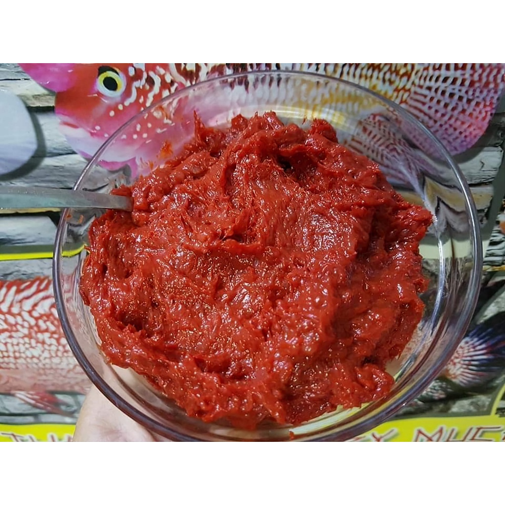 Combo trộn tôm Red Big Head, Nguyên liệu làm Tôm Trộn cho cá la hán,Dinh dưỡng trộn Tôm và Tim Bò làm Thức Ăn Cho Cá