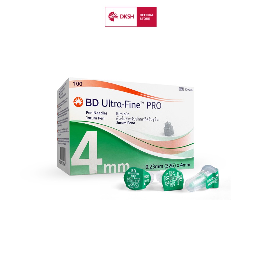 Kim bút tiêm insulin BD Ultra-Fine™ PRO 32Gx4mm Becton Dickinson dành cho người điều trị tiểu đường, hộp 100 cây