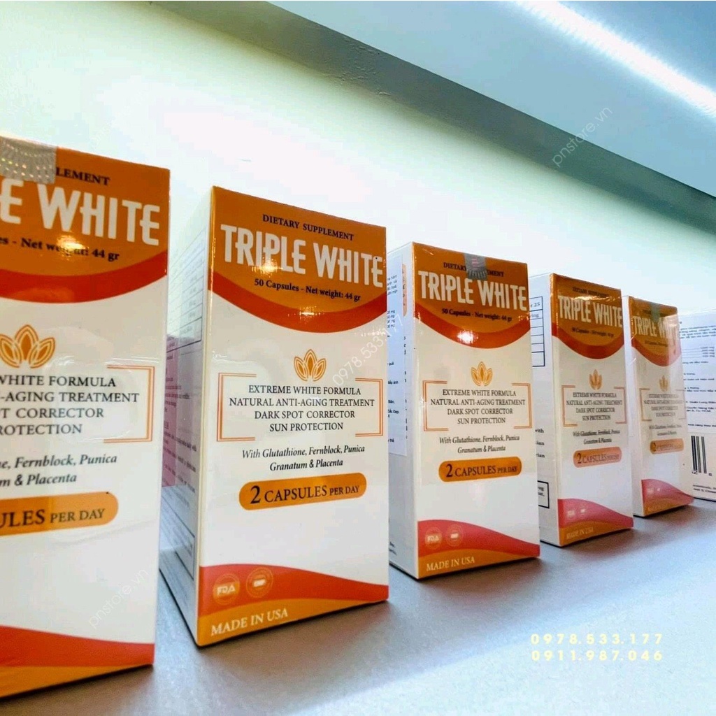 Viên Uống Trắng Da Triple White | Glutathion 1200mg ( Hộp 50 viên ) - Dskincare365