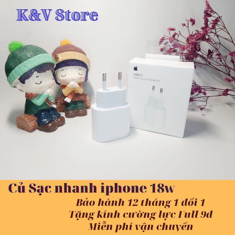 Củ Sạc nhanh 18W Apple zin cho iPhone 12 Pro Max, iPhone 11 Pro Max, Cổng Type C to Lightning chân tròn EU