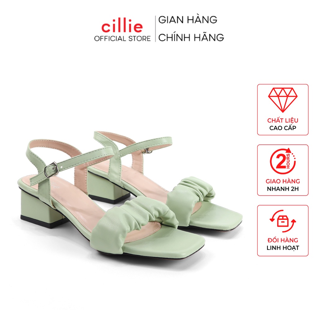 Giày sandal nữ quai bèo nữ tính đế vuông cao 3cm đi học đi làm đi chơi Cillie 2012