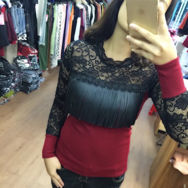 Sale off Áo thun phối ren