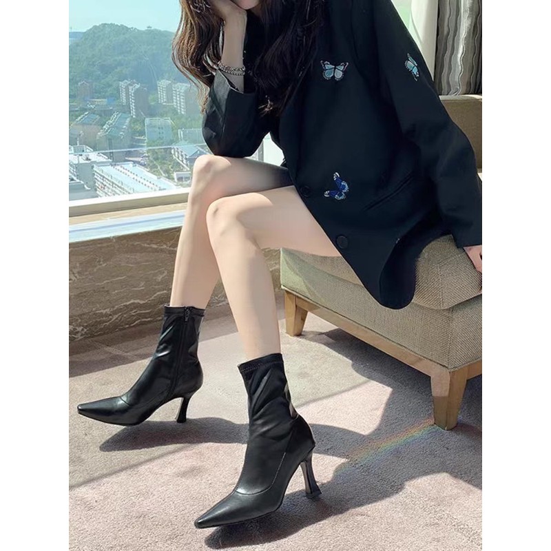 Bốt da gót nhọn cao 8cm⚡️ANDU STORE⚡️[VIDEO +ẢNH THẬT] | BigBuy360 - bigbuy360.vn