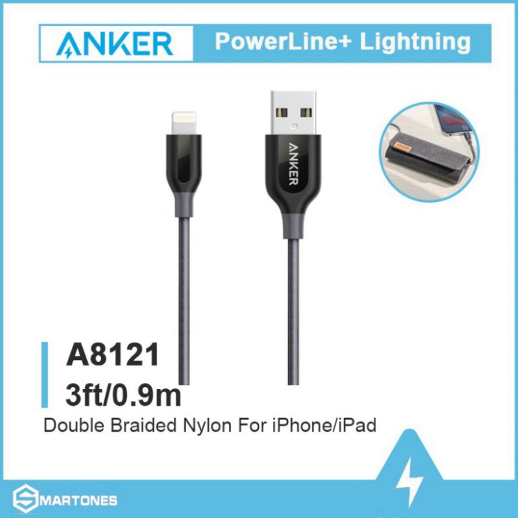 Cáp sạc Lightning Anker Powerline+ A8121 Dài 0.9m và 1.8m cho iPhone 8/ 8 Plus/ X/ Xs / Xr / Xs Max