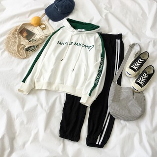 mùa thu 2018 phụ nữ Hàn Quốc bộ nỉ thể thao chát liệu cotton