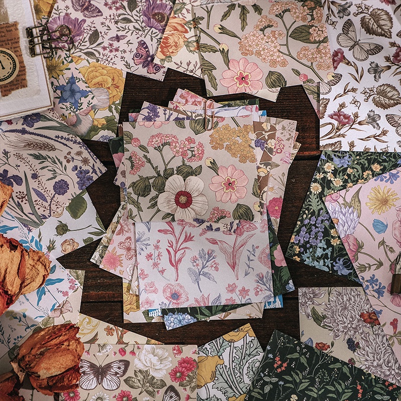 Sticker, gói vật liệu hoa cổ điển trang trí Scrapbook, sổ tay, vở - 60 sticker [ 115 ]