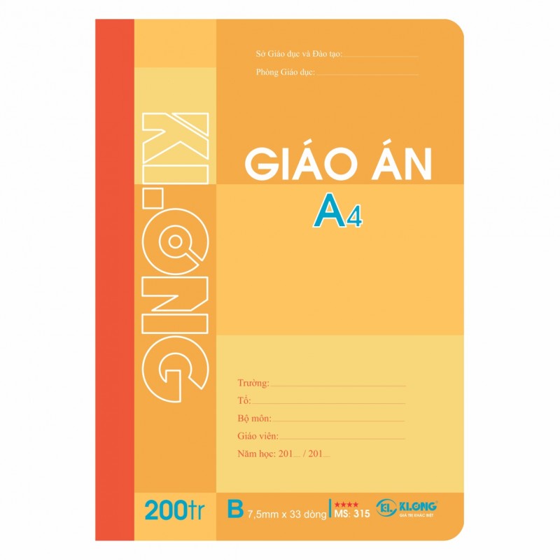 Sổ giáo án A4 - 200 trang KLONG Ms 315