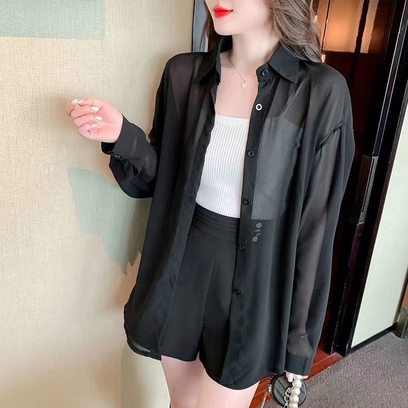 Áo Sơ Mi Chiffon Dài Tay Chống Nắng Dáng Rộng Thời Trang Mùa Hè Hàng Mới Dành Cho Bạn Nữ