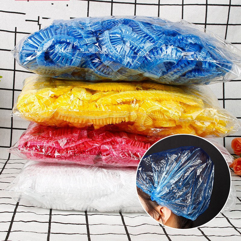 Set 100 mũ tắm trùm tóc chống thấm nước dùng một lần tiện lợi