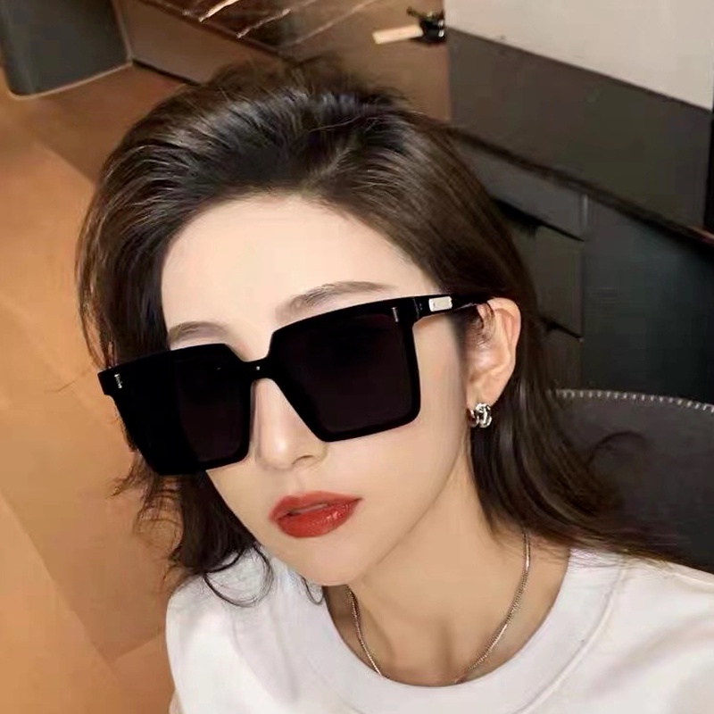 (KIQI-FASHION) COD Kính Chống Nắng Chống Tia Uv400 Tròng Vuông Cỡ Lớn Thời Trang Hàn Quốc Cho Nam Và Nữ