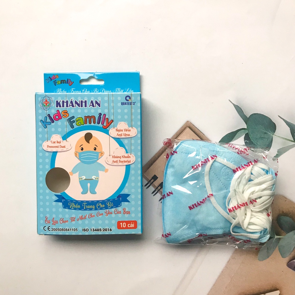 Combo 5 hộp khẩu trang cho bé 3d mask trẻ em kháng khuẩn em bé hộp 10 cái Khánh An size M KID10 x5KA3DCM2