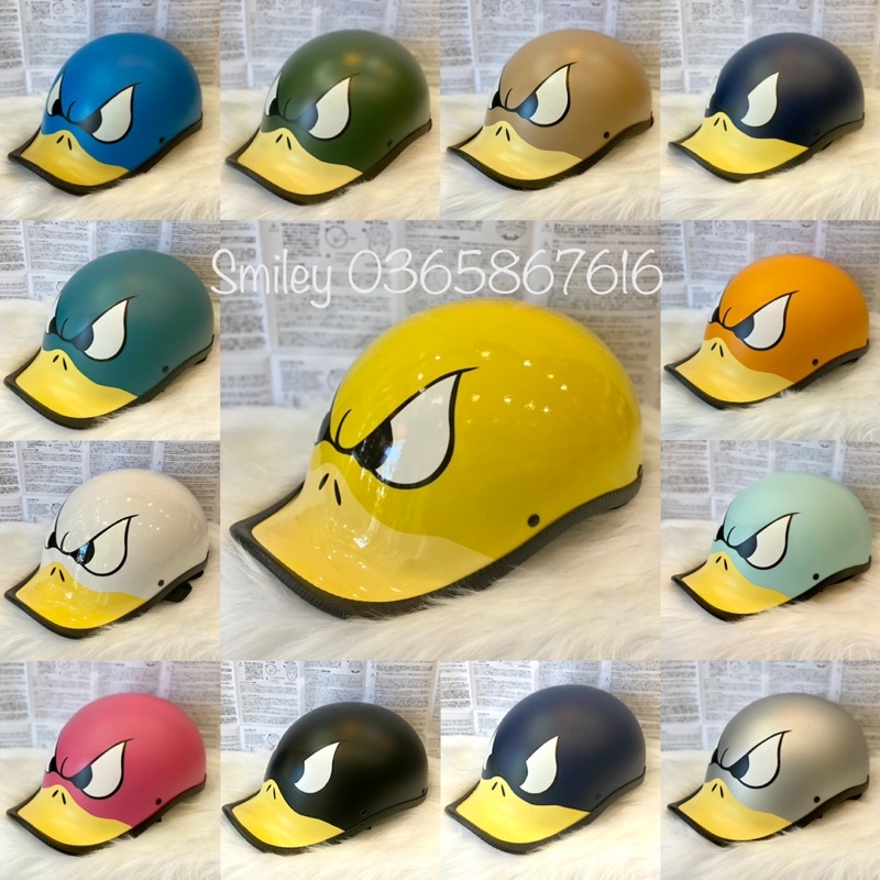 Nón bảo hiểm mỏ vịt cong siêu đáng yêu_Smiley shop nón bảo hiểm Long Xuyên