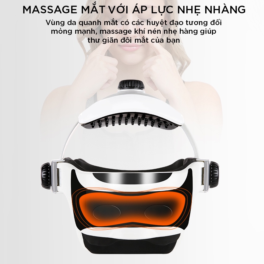 Máy Massage Đầu Thông Minh Công Nghệ Mát Xa Đầu Bằng Khí Nén 4 Chế Độ Thế Hệ Mới 2021
