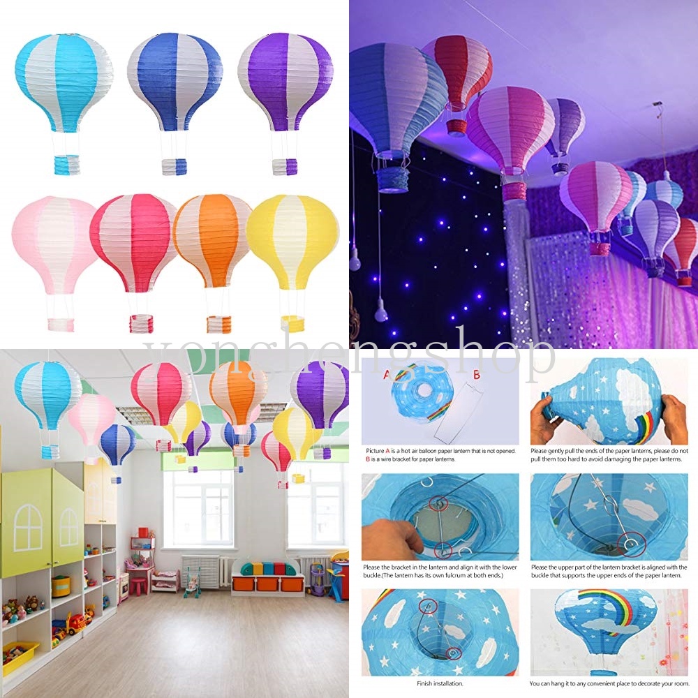 Lồng Đèn Giấy 12 Inch Hình Khinh Khí Cầu Nhiều Màu Sắc Trang Trí Tiệc