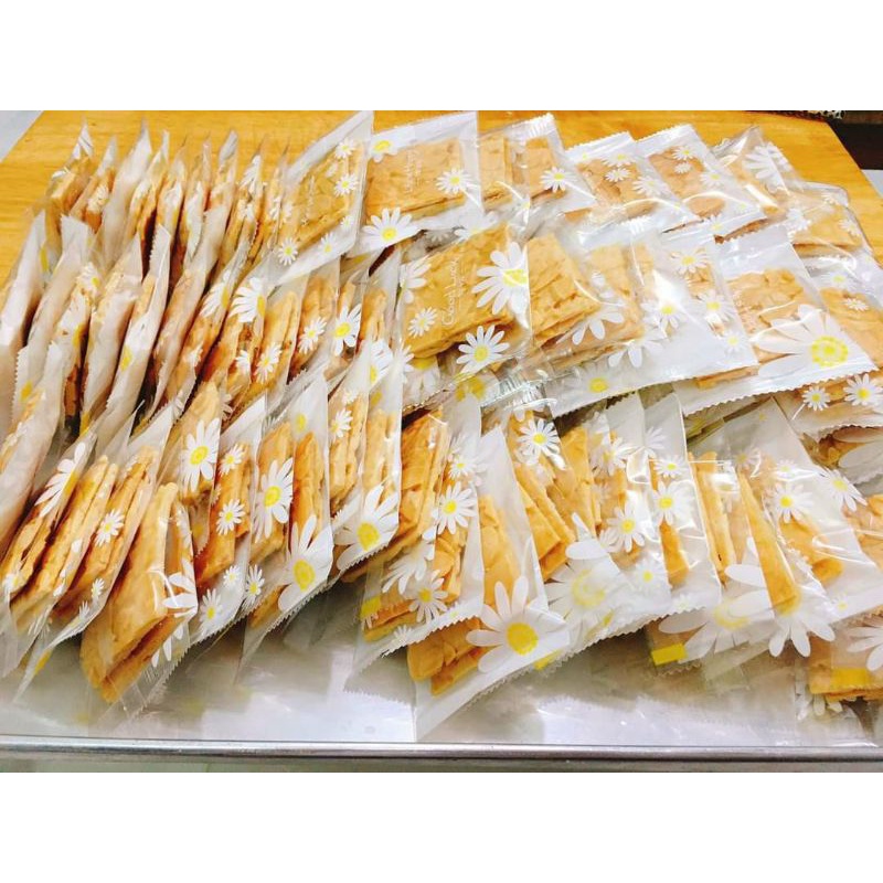 túi bánh quy , cookie hàn miệng túi 7×10 hình hoa cúc ( xấp 100 cái )