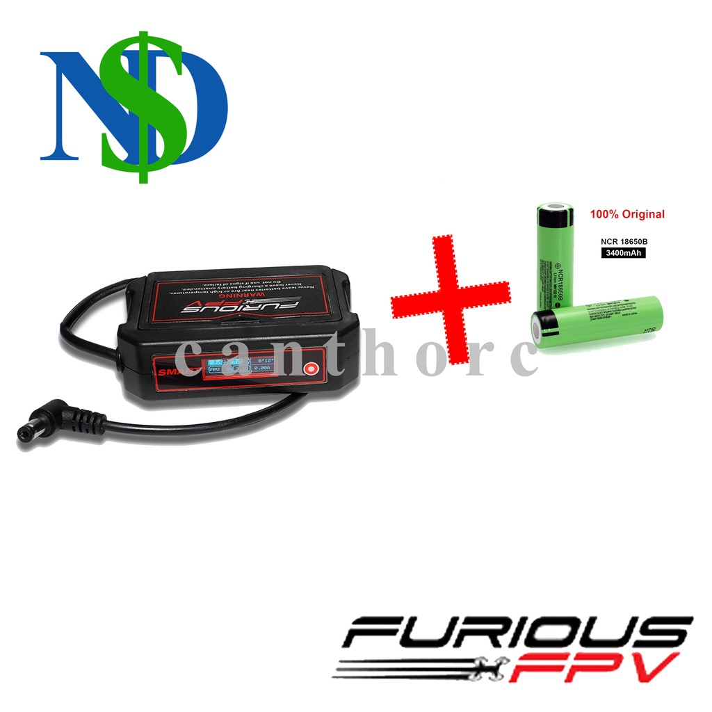 Hộp pin FuriousFPV Smart Power Case + kèm 2 pin 18650 3400mah NCR18650B MH12210