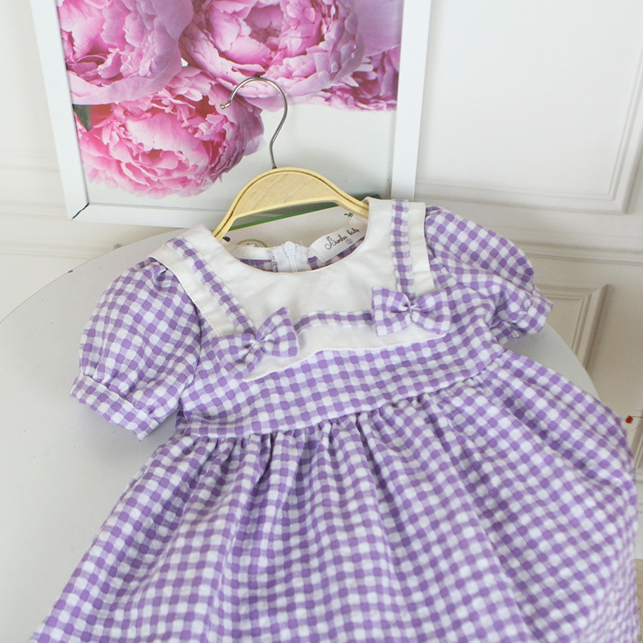 Váy bé gái kẻ caro tím 🥕CAO CẤP 🥕 đầm bé gái siêu xinh size từ 1 đến 7 tuổi hàng thiết kế may kỹ