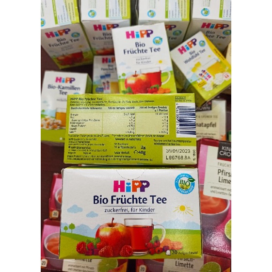 Trà HiPP Bio hữu cơ trẻ em đủ loại hộp 20gói