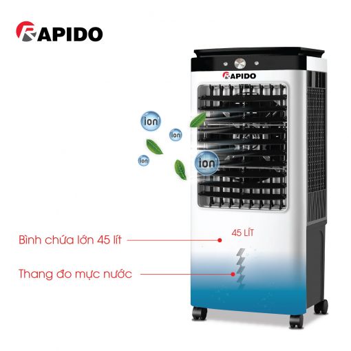 Quạt điều hòa. Quạt hơi nước. Quạt điều hòa không khí Rapido cơ, điều khiển, dung tichs từ 20 lít đế