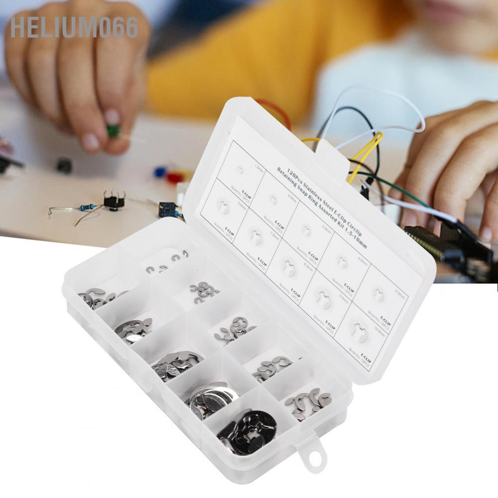 E-Clip Set 120 Vòng Kẹp Hình Chữ E Bằng Thép Không Gỉ 1.5mm‐10mm Helium066