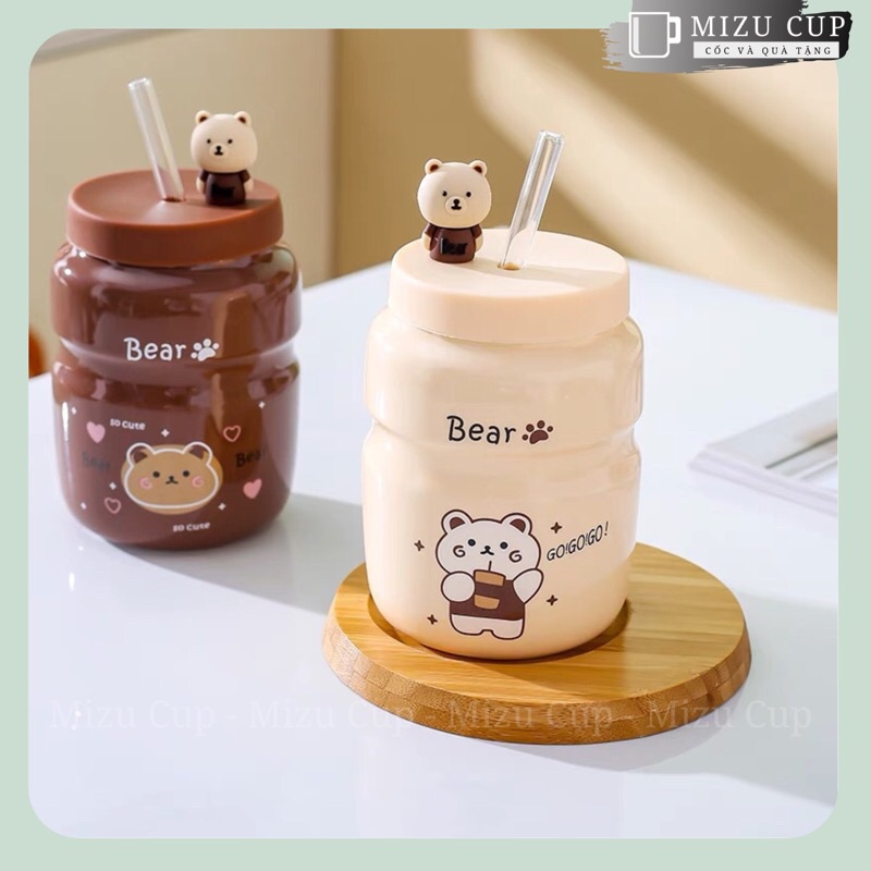 Bình nước gốm sứ cao cấp hình gấu Bear dễ thương |Mizu