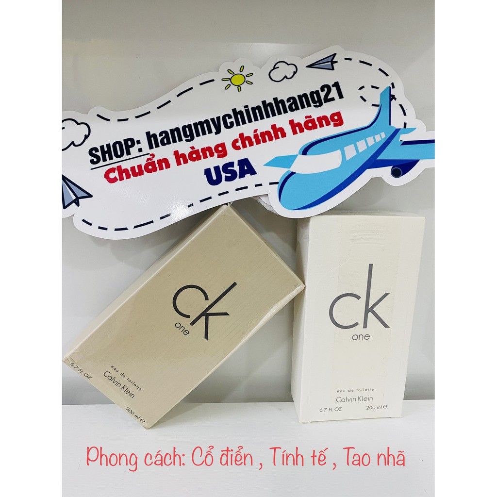 Nước hoa  CK ONE 200ml Unisex (nam & nữ), người nhà US gửi về 100% Auth chính hãng.