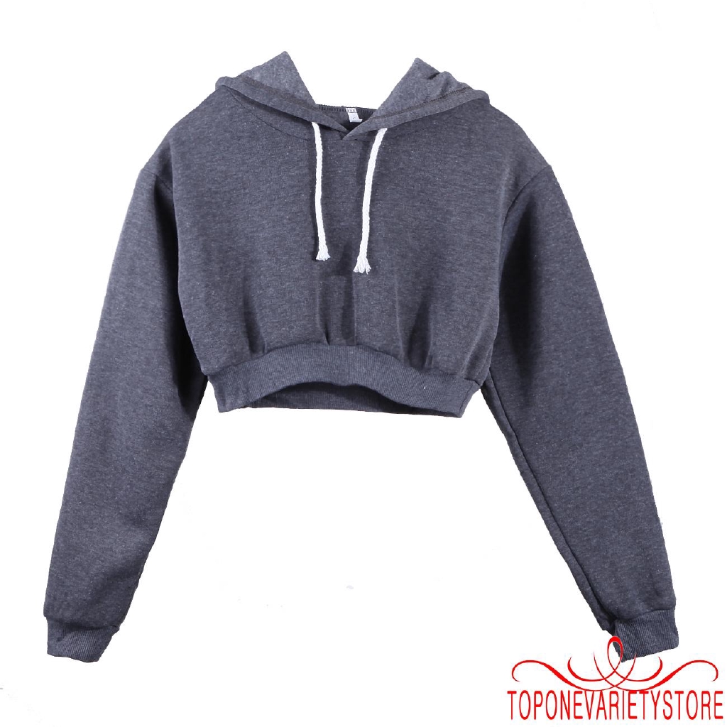 Áo hoodie croptop tay dài thời trang cá tính cho nữ