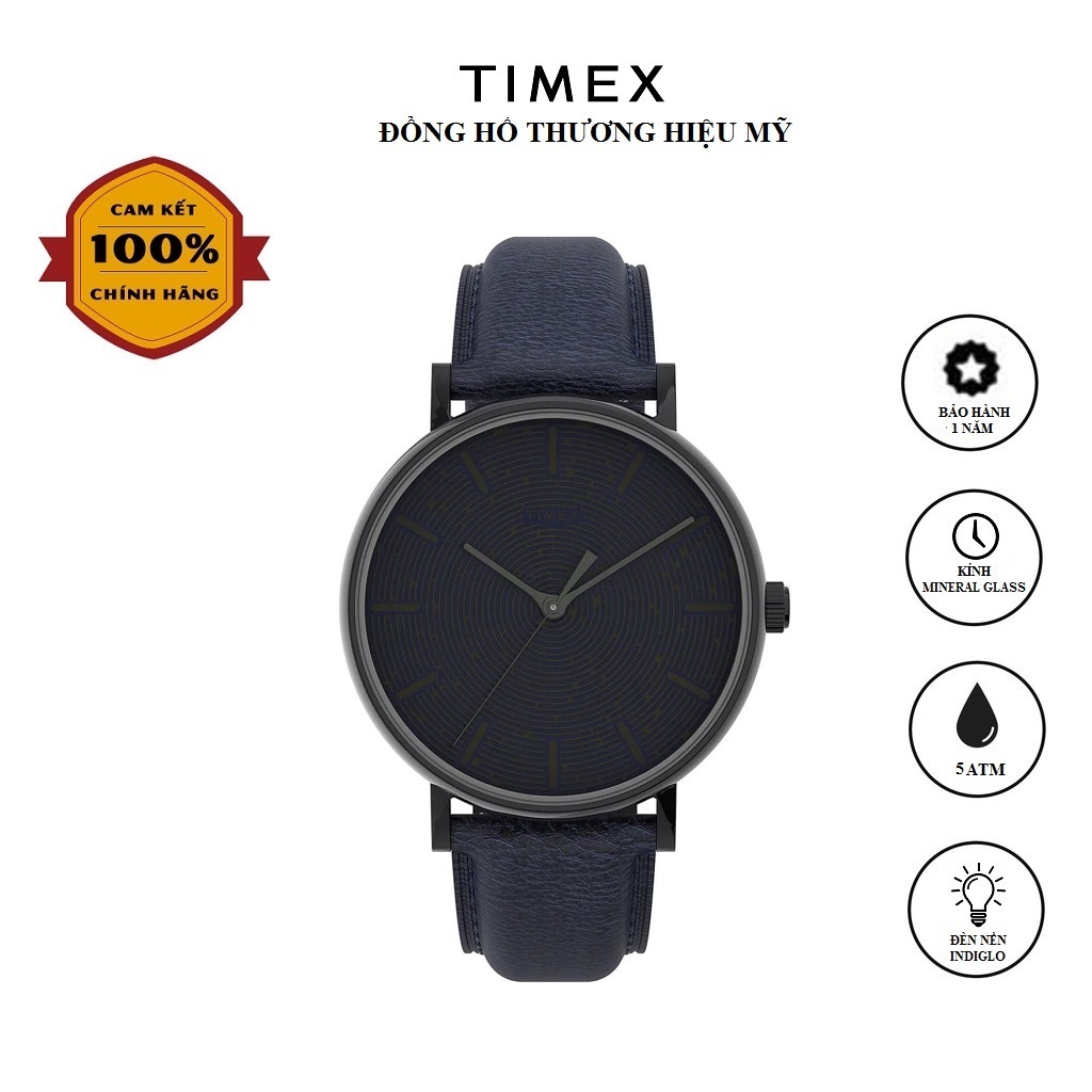 Đồng hồ nam Timex Fairfield 41mm TW2U89100 Dây Da - Chính Hãng