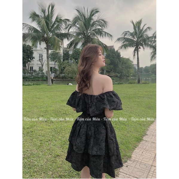 Váy trễ vai bèo váy xoè 2 tầng dáng ngắn đi biển, đi tiệc, kỷ yếu xinh tiệm của Miêu | BigBuy360 - bigbuy360.vn