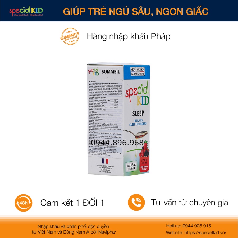 Siro ngủ ngon, giúp trẻ ngủ ngon giấc. hỗ trợ an thần kinh - Special Kid Sommeil - Nhập khẩu Pháp (125ml)