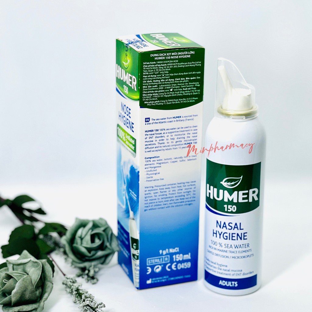 Dung dịch xịt vệ sinh mũi HUMER Hynose Giene giảm nghẹt mũi (150ml) - Minpharmacy