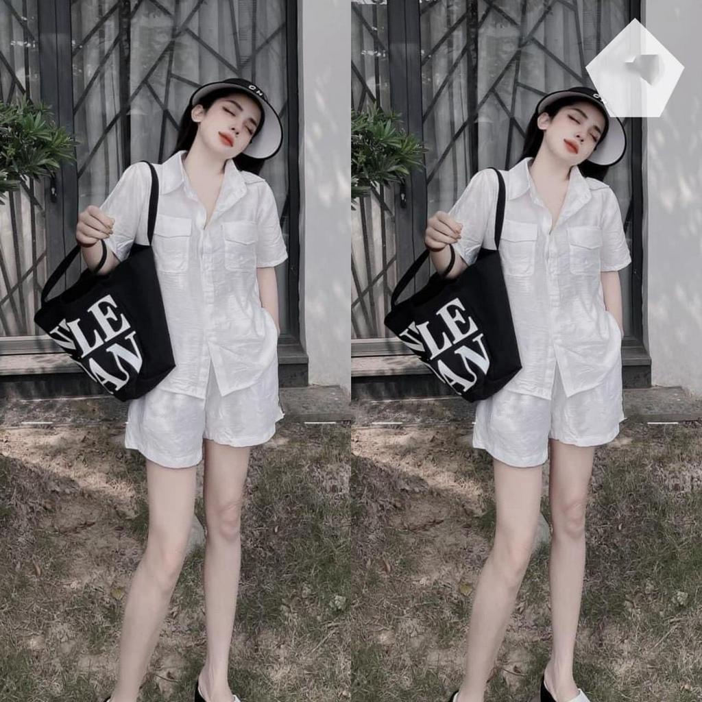 Bộ cộc nữ chất liệu vải đũi tơ xước cao cấp đủ size từ 40-75kg - Đồ bộ LUX Store V15 - L01