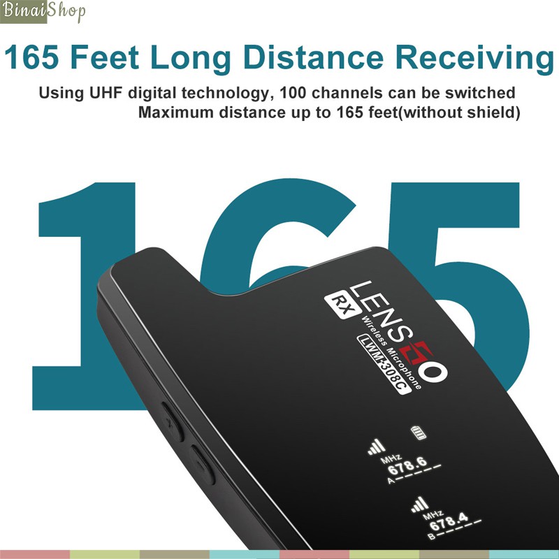 Lensgo LWM-308C double - Micro Cài Áo Không Dây, Sóng UHF, Phạm Vi Hoạt Động 50m