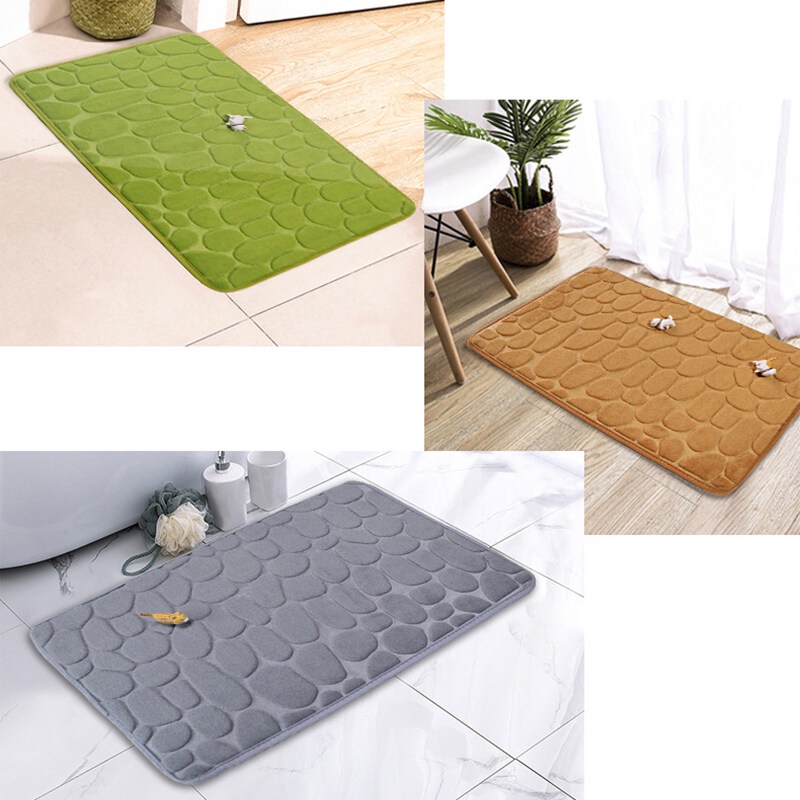 Thảm trải sàn nhà tắm Mengni bằng xốp hoạt tính dày in họa tiết dập nổi thấm hút tốt
