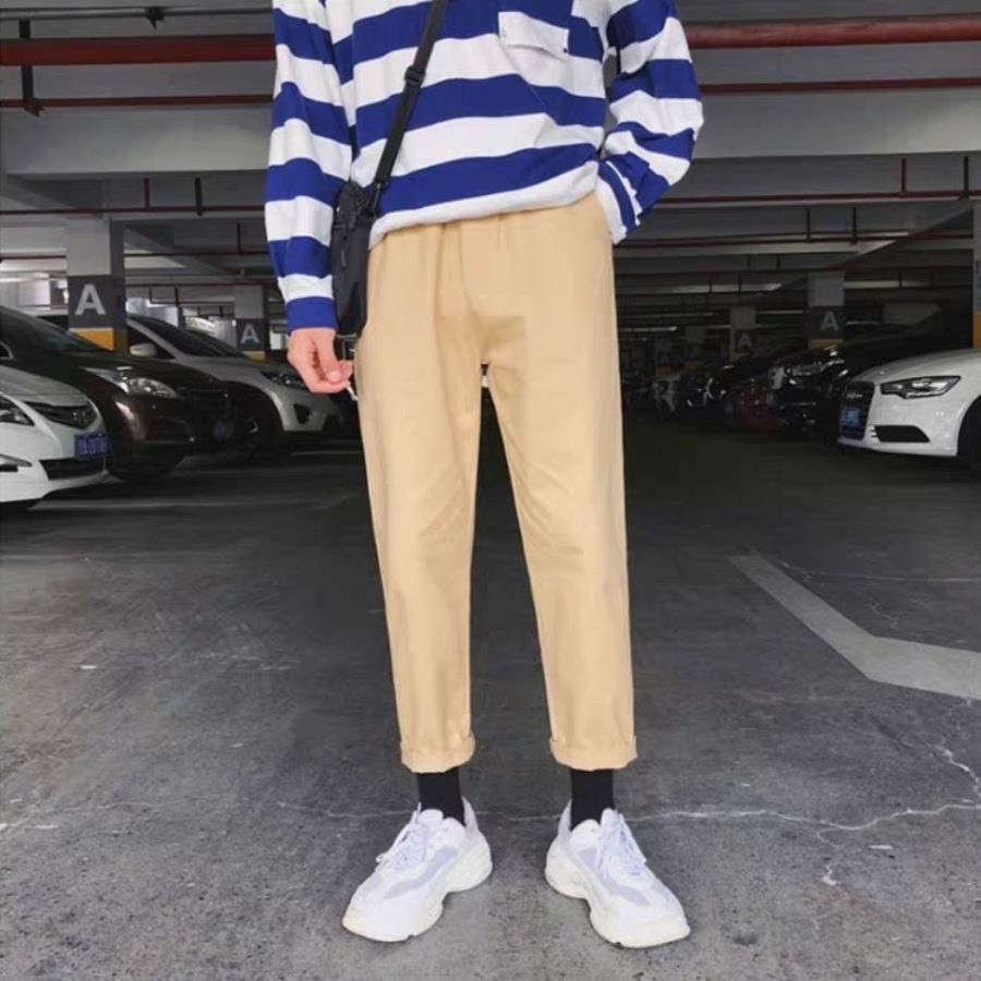 Quần baggy kaki pants basic dài trơn unisex nam nữ phong cách hàn quốc