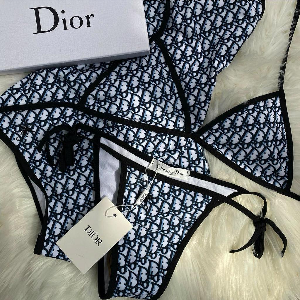 Bộ BIKINI Hai Mảnh Màu Xanh Dương Dior Sang Trọng