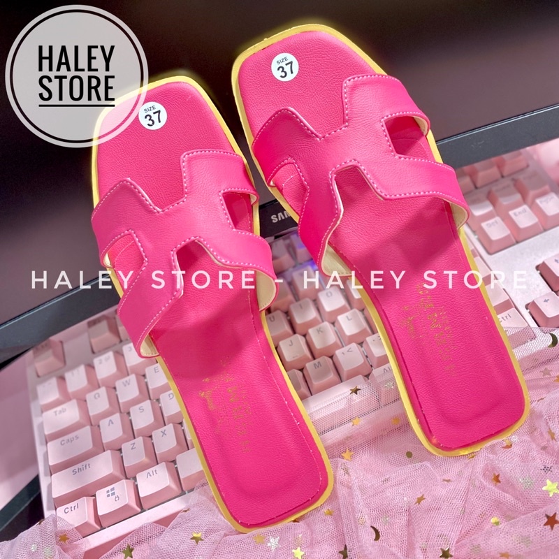 Dép bệt nữ quai ngang HALEY STORE chữ H HM hàng đẹp nhiều màu đẹp thời trang đi chơi đi biển đi du lịch màu hồng