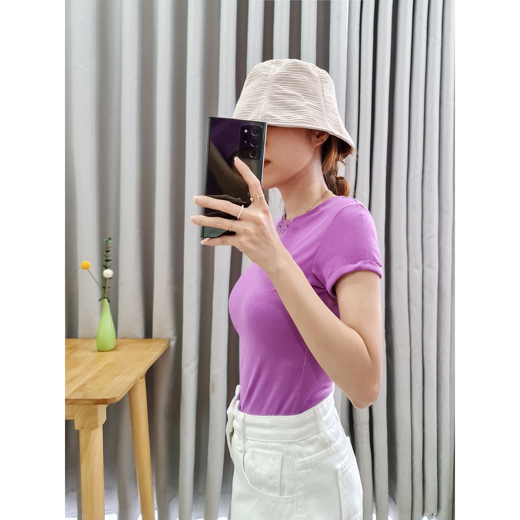 Q8975 - Áo thun A.Den cổ tròn, tay ngắn, lật lai, trơn