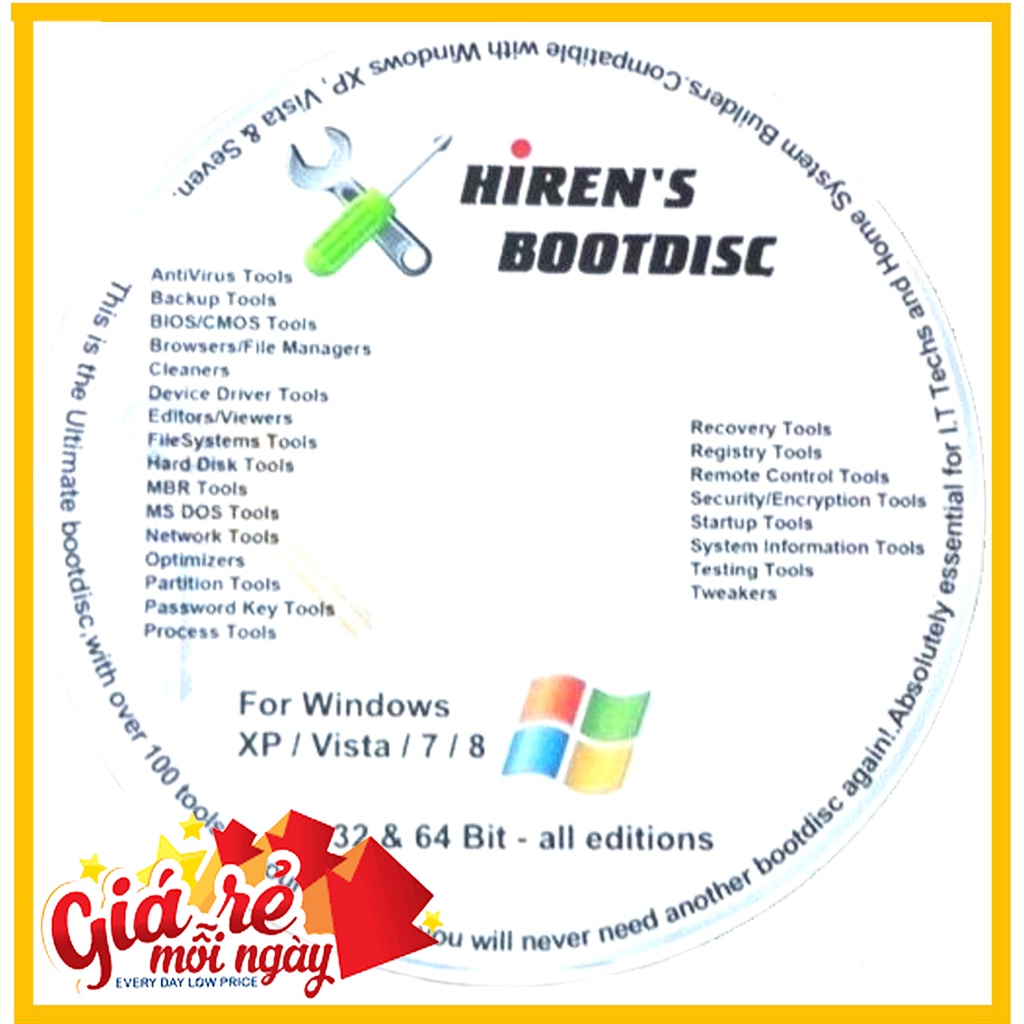 Đĩa CD Hiren's Boot cứu hộ máy tính