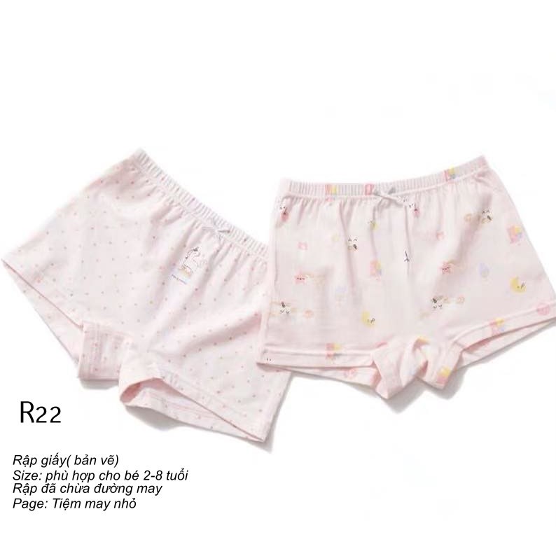 R22_Rập giấy may quần chip bé gái