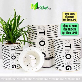 Chậu nhựa trồng cây TỰ TƯỚI tự dưỡng thông minh thủy sinh 2 LỚP đường kính 13-16.5cm loại trụ in hình