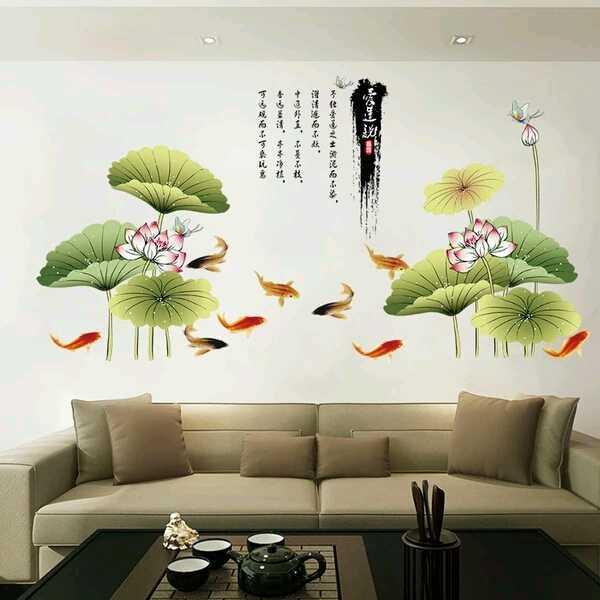 Bộ sưu tập tranh 3D các mẫu hoa sen đẹp, Decal trang trí tường