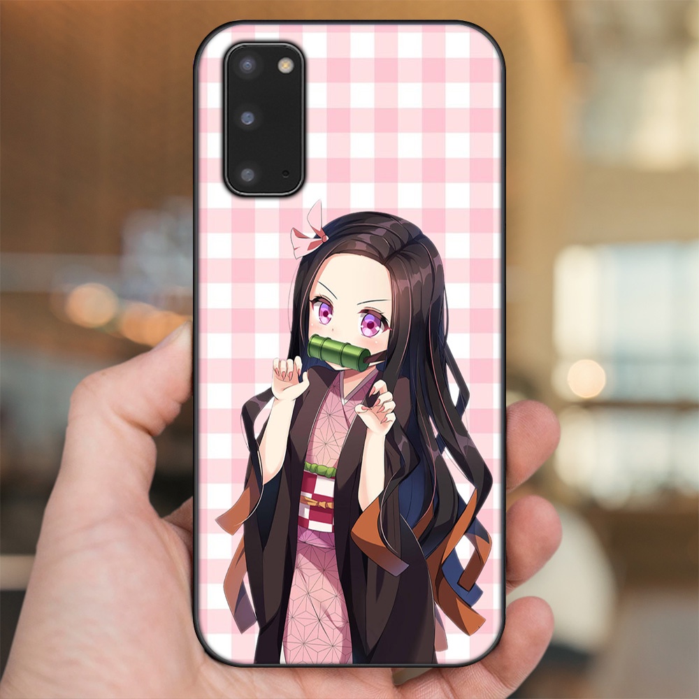 Ốp lưng Samsung S20 viền đen in hình Nezuko Kimetsu no Yaiba