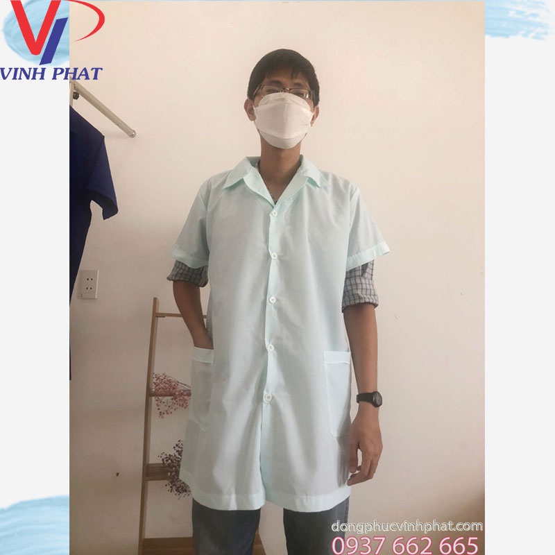 Áo Blu Y Tế Màu Xanh Nam Nữ Tay Ngắn Giá Tốt