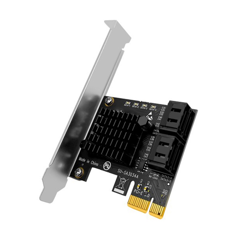 SSU PCIe to 4 Ports SATA 3 III 6 Gbps SSD Adapter PCI-E PCI Express X1 Controller Board Expansion Card Support X4 X6 X8 X16