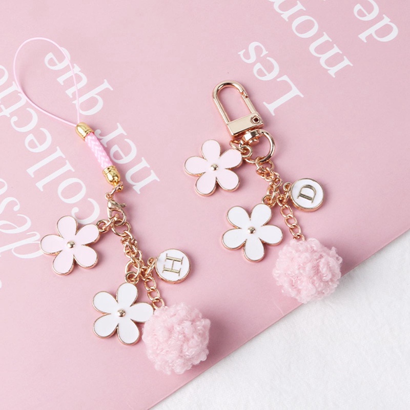 Móc Khóa Cục Bông Hoa Và Chữ D / H Cho Điện Thoại