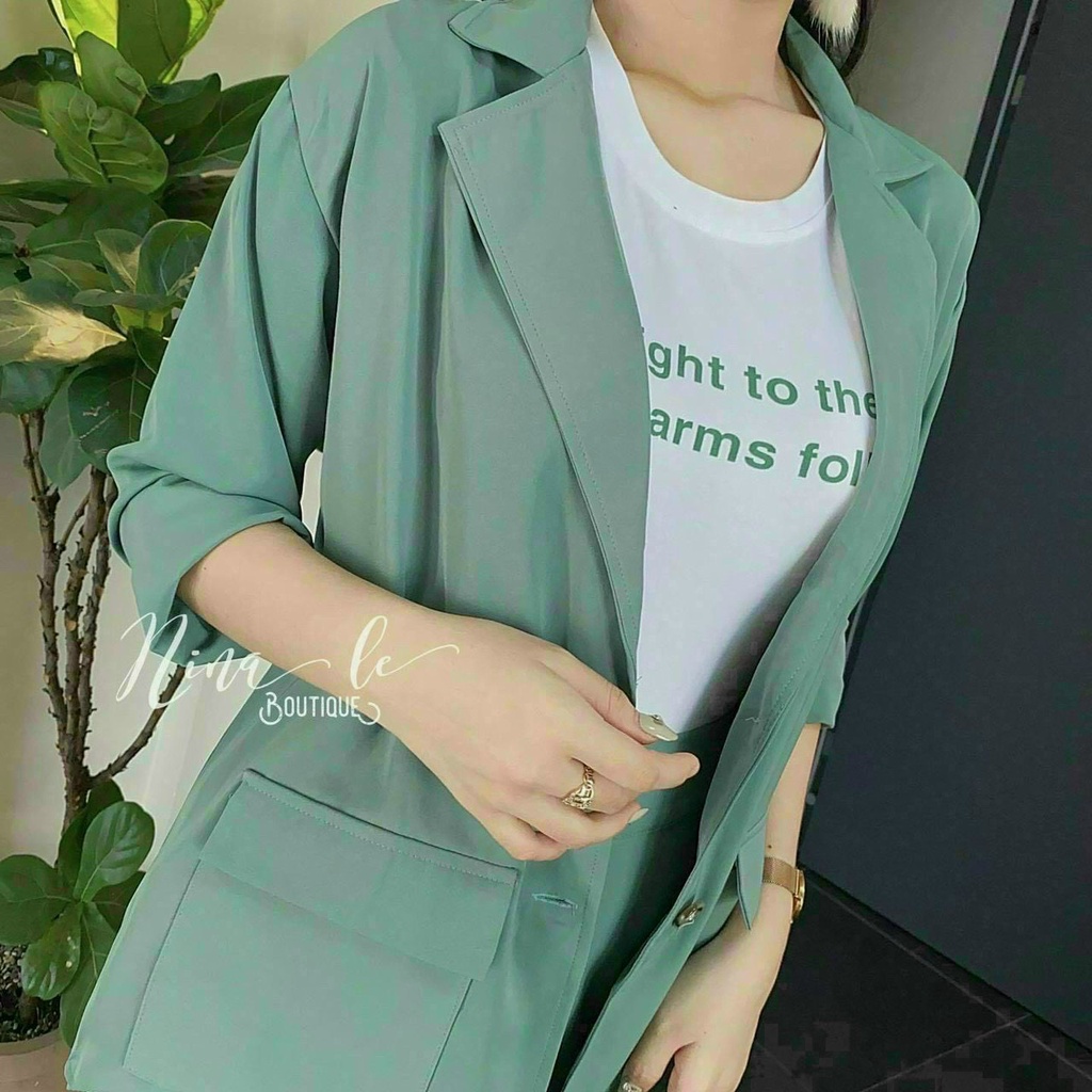 [8.8 Sales Freeship] Set bộ áo vest tay dài kèm quần sooc đùi, bộ vest đùi công sở dài tay đi chơi đi làm đều xinh